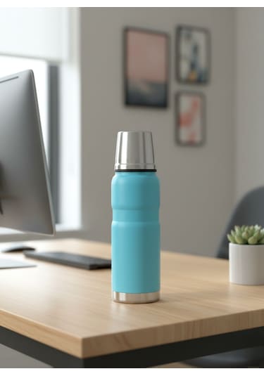 Ckr2052 500 Ml Çift Kat Sızdırmaz Paslanmaz Çelik Termos 12 Saat Sıcak, 24 Saat Soğuk Koruma Turkuaz