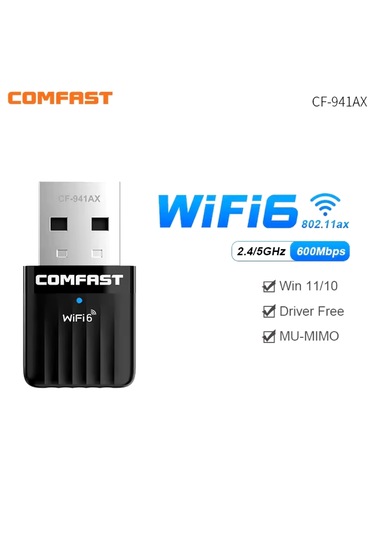 941ax Wifi-6 Mini Wifi Adaptörü Ce Sertifikalı Süper Hızlı 600mbp
