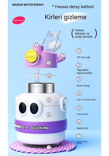 Termos Bardak 316 Paslanmaz Çelik Çocuk Büyük Göbek Su Isıtıcısı-beyaz 1 Wp 1