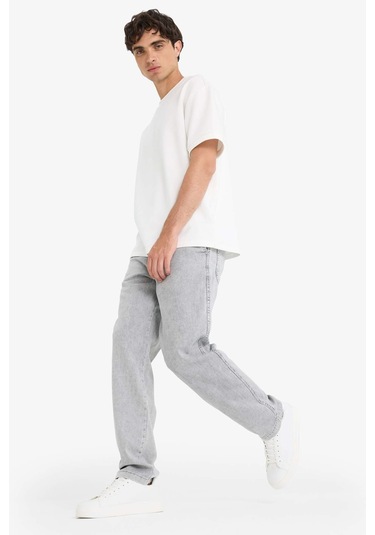 Defacto Wide Leg Geniş Paça Jean Kar Yıkamalı Pantolon F3905ax25aunm18 Gri