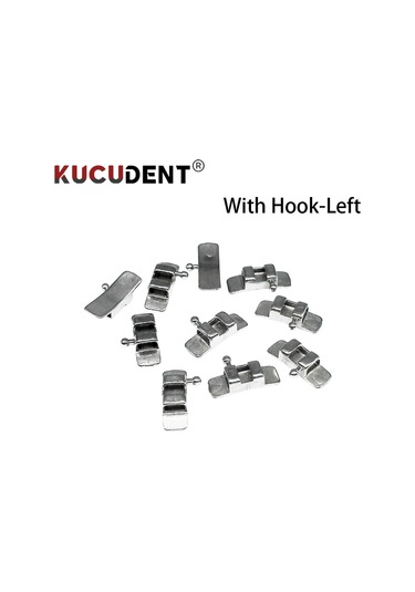 10 Adet Diş Ortodonti Paslanmaz Çelik Lingual Kılıf Platal Kutusu Sol/sağ Kanca Olmadan Kanca Diş Hekimi Orto Aksesuarları Ahşap