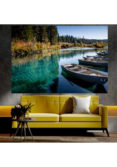 Nehir Ve Doğa Manzaralı Sanatsal Dekoratif Duvar Tablosu