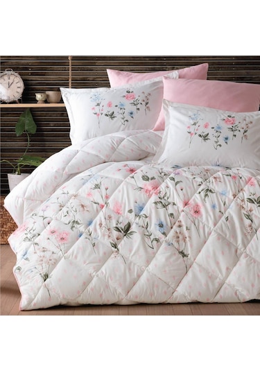 Ranforce 100% Pamuk Çift Kişilik Uyku Seti Palitra Pudra V1-5606