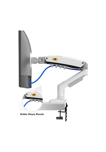Triline Nb F160 Beyaz 17-27" Çift Kol Monitör Tutucu 2-9 Kg Amostisörlü Vesa Monitör Standı