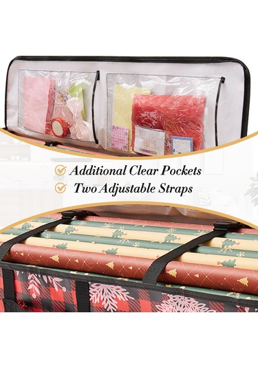 Moveevo Çift Kullanimlı Noel Ağaçlı Depolama Çantası - Gündelik Tuvalet Kağıdı Tutucu & Noel Dekorasyonu - Kar Tanesi Desenli - 103x36x15 Cm Kırmızı