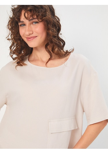 Faik Sönmez Kadın Önü Cep Detaylı Dokuma Bluz U68182 Siyah