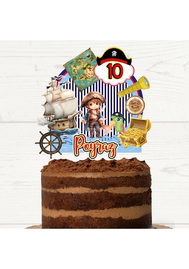 Korsan Temalı Doğum Günü Kişiye Özel Pasta Süsü Cake Topper