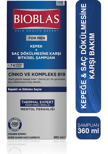 Bioblas Thermal Expert Men Kepek ve Saç Dökülmesine Karşı Şampuan 360 Ml
