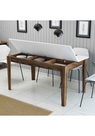 Milan Yemek Masası - Ceviz / Beyaz