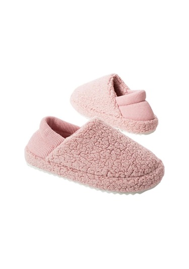 Kadın Lastikli Kaymaz Taban Peluş Havlu Kumaş Ev Ayakkabısı Panduf Pudra-pudra Pudra