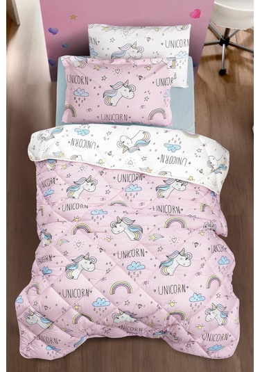Clasy Tek Kişilik Nature Yorgan Unicorn Pembe