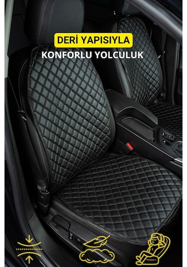 Deri-vinil Oto Minder Seti Siyah 7 Parça
