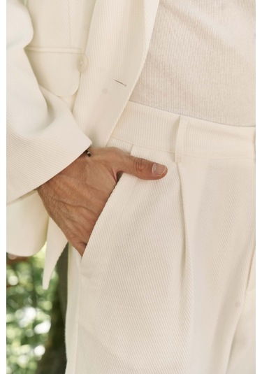 Ayyubay Pileli Ekru Erkek Pantolon Ekru