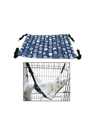 Suntek Kedi Hamak Yatak Salıncak Rahat Köpek Yazlık-lacivert-m