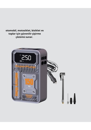 Bfs Şarjlı Kablosuz Hava Pompası 150 Psı Basınç, Led Ekran Ve 6000mah Batarya