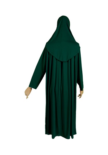 Pratik Tek Parça Organik Kız Çocuk Namaz Elbisesi Yeşil