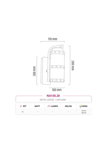Nevo İç Mekan Aplik Na130.20 Bakır