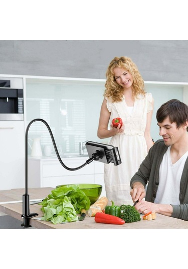 Symbee 4-10 İnç Telefon/tablet İçin 360 Dönebilen Yatak Odası Gooseneck Tutucu - Kolay Kurulum, Sabit Clip Ve Esnek Boru