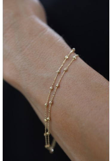 14 Ayar Altın Force Çift Zincirli Dorika Detaylı Bileklik Altın