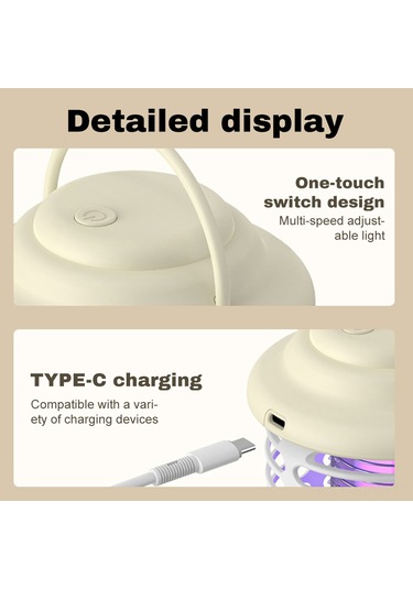 Maiyame Şarj Edilebilir Led Işıklı Sivrisinek Ve Sinek Tuzağı, İç Ve Dış Mekanlar İçin Çok Amaçlı Gece Lambası Haki