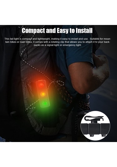 Hombey Mountain Bisiklet Arka Feneri Usb Şarjlı 7 Işıklı Modlu 3 Renk Ledli Siyah Su Geçirmez Bisiklet Güvenlik Lambası Dahili Li-poly Batarya Siyah