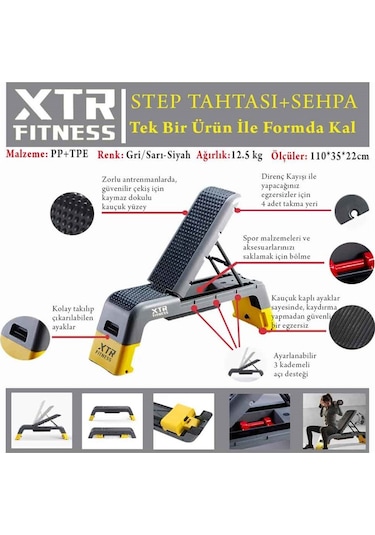 Xtr Fitness Ayarlanabilir Bench Sehpası Ve Step Tahtası