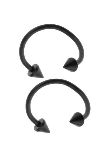 Suntek 16 Adet 16g Kavisli Halter Spike Burun Göbek Kaş Siyah Siyah