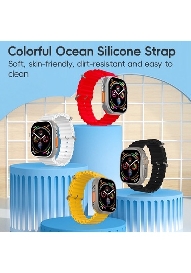 iOs Watch Uyumlu 42mm Zga Ocean Silikon Saat Bandı İçin Siyah