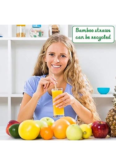 10 Adet Doğal Bambu Pipet 20 Cm Çevreyle Dost Sağlıklı Bamboo