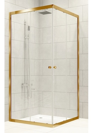 Durul Duşakabin Kare Altın Profil Şeffaf  Cam Şeffaf