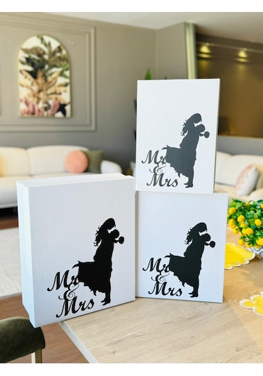 Mr & Mrs Box-gelin Damat Hediye Kutusu-nişan Bohça Kutusu-özel Tasarım Hediye Kutusu