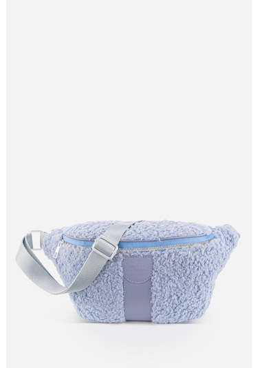 Housebags Kadın Mavi Suni Kürklü Dokuma Bel Çantası 213 Bebe Mavi