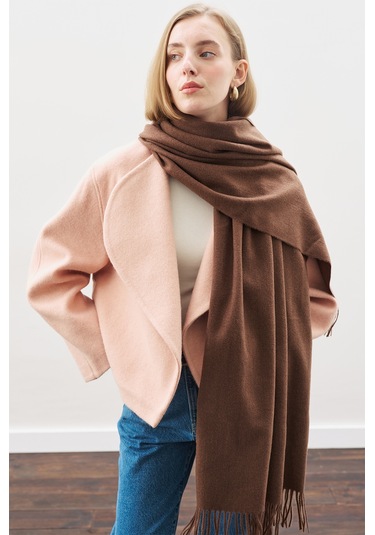Kaşmir Dokulu Şal Kahverengi Kahverengi