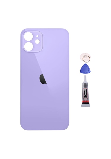 Apple Uyumlu iPhone 12 Mor Arka Kapak Batarya Kapağı Pil Kapağı Yapışkan Ve Sökme Aparatıyla Beraber Full Set Mor