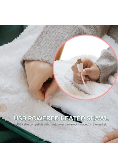 Xindoker Usb 5v Isıtmalı Flanel Şal-pillows, 45-50 C Sabit Sıcaklık, Yıkama Uyumlu, Dışarıda-ofis-ev Kullanıma Uygun, Yeşil 110x70cm