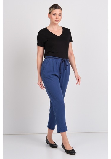 Ayhan Kadın Beli Lastikli Çift Cepli Pantolon 2850 Lacivert Lacivert