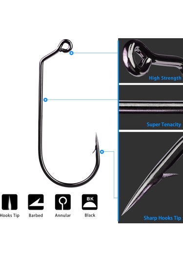 Yuntech01 100 Adet Yüksek Karbon Çelik Ters Tırnaklı Olta İğnesi 1/0 -5/0 Seçenekli