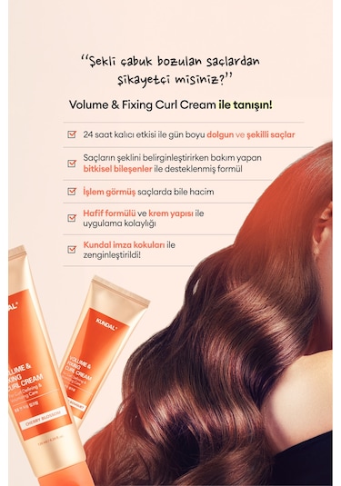 Bukle Belirginleştirici Durulanmayan Saç Kremi Kundal Volume & Fixing Curl Cream Cherry Blossom 96889778