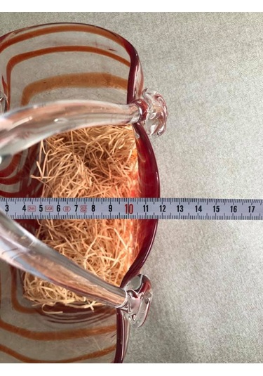 Fifth Avenue Crystal Vintage El Boyama Kırmızı Cam Vazo Çanta