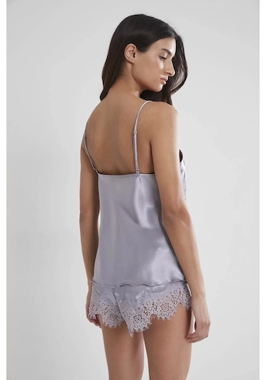 Pierre Cardin 2490 Bayan Sabahlıklı Saten Şort Takım Mist
