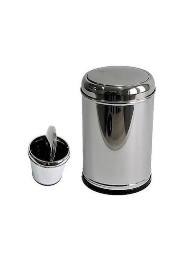 Lider Sallanır Kapak Çöp Kovası Krom Paslanmaz Çelik 12 Litre