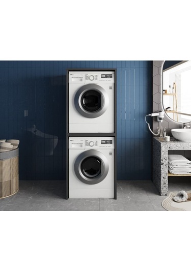 Bohem Çamaşır Ve Kurutma Makinesi Dolabı Banyo Dolabı Füme Füme