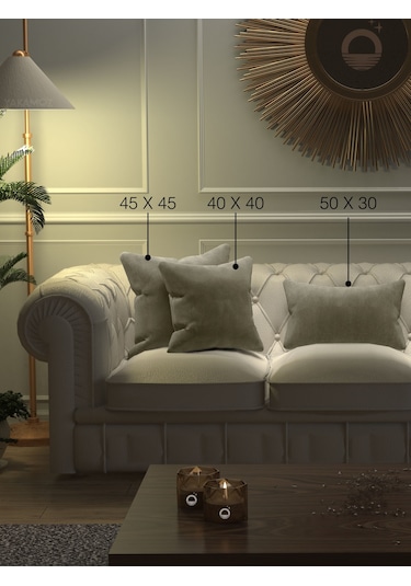 Taş Rengi Kırlent , Yastık Kılıfı Kadife Görünümlü Velvet Touch Serisi Taş Rengi