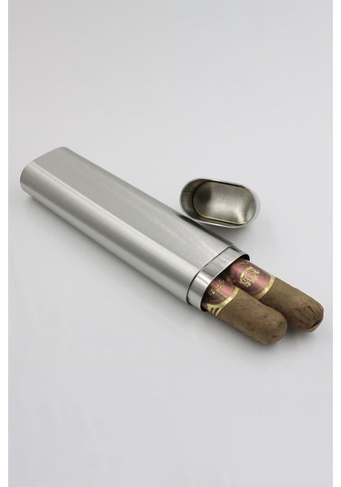 Aliminyum İkili 64 Ring Gri Puro Kılıfı Puro Kutusu Kc05