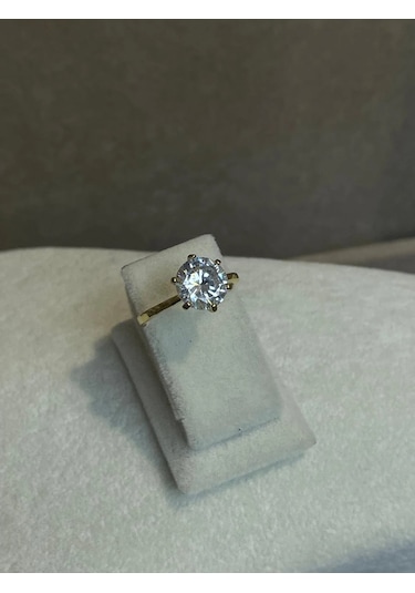 Yeni Sezon Vip Seri Paslanmaz Çelik Altın Kaplama Tektaş Yüzük Gold