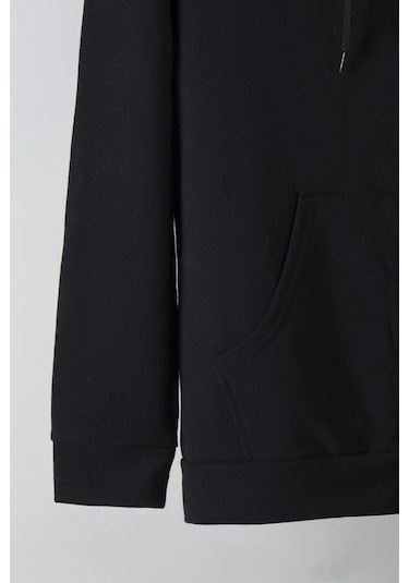 Relax&Basic Ünisex Basic Slim Fit Kapüşonlu Fermuarlı Cepli Sweatshirt Siyah Siyah