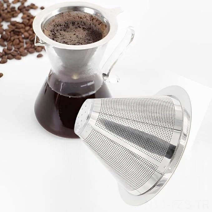 Fosenze 304 Paslanmaz Çelik Kahve Filtresi, Tek Kullanımlık Kağıt Gereksiz, Yeniden Kullanılabilir, 2-4 Bardak Kapasitesi, Isı Ve Asit Dayanıklı, Kolay Temizlenir Kırmızı Sarı