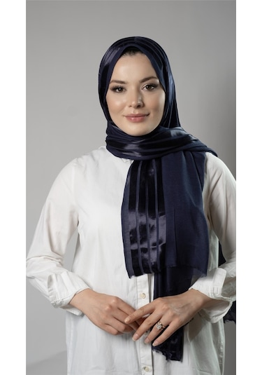Hürrem Bone Lacivert Şerit Çizgili Şal Viskon Kumaş Bursa Dolama 202109 02 Lacivert