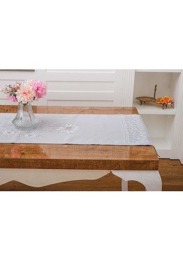 Finezza İris Jaka rPolyester Kumaş Gri Runner 45x150 cm - 1411