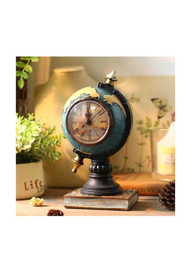 Dekoratif Antik Dünya Küre Masa Saati Nostalji Masaüstü Saat
